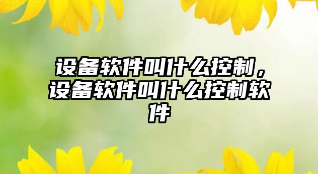 設備軟件叫什么控制，設備軟件叫什么控制軟件